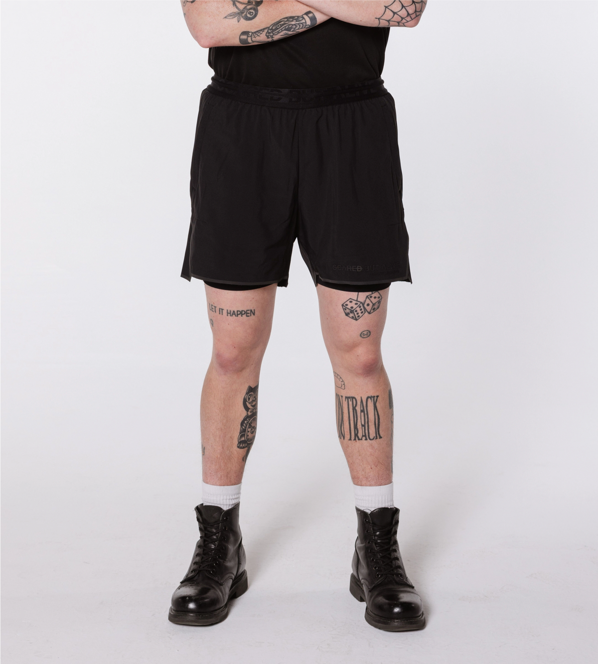 [Color: Black Out] Model wearing the Berlin Shorts
