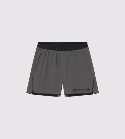 [Color: Carbon Gray] a flat lay image of the Berlin Shorts, front side view