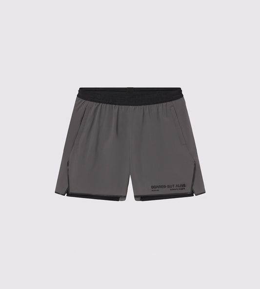 [Color: Carbon Gray] a flat lay image of the Berlin Shorts, front side view