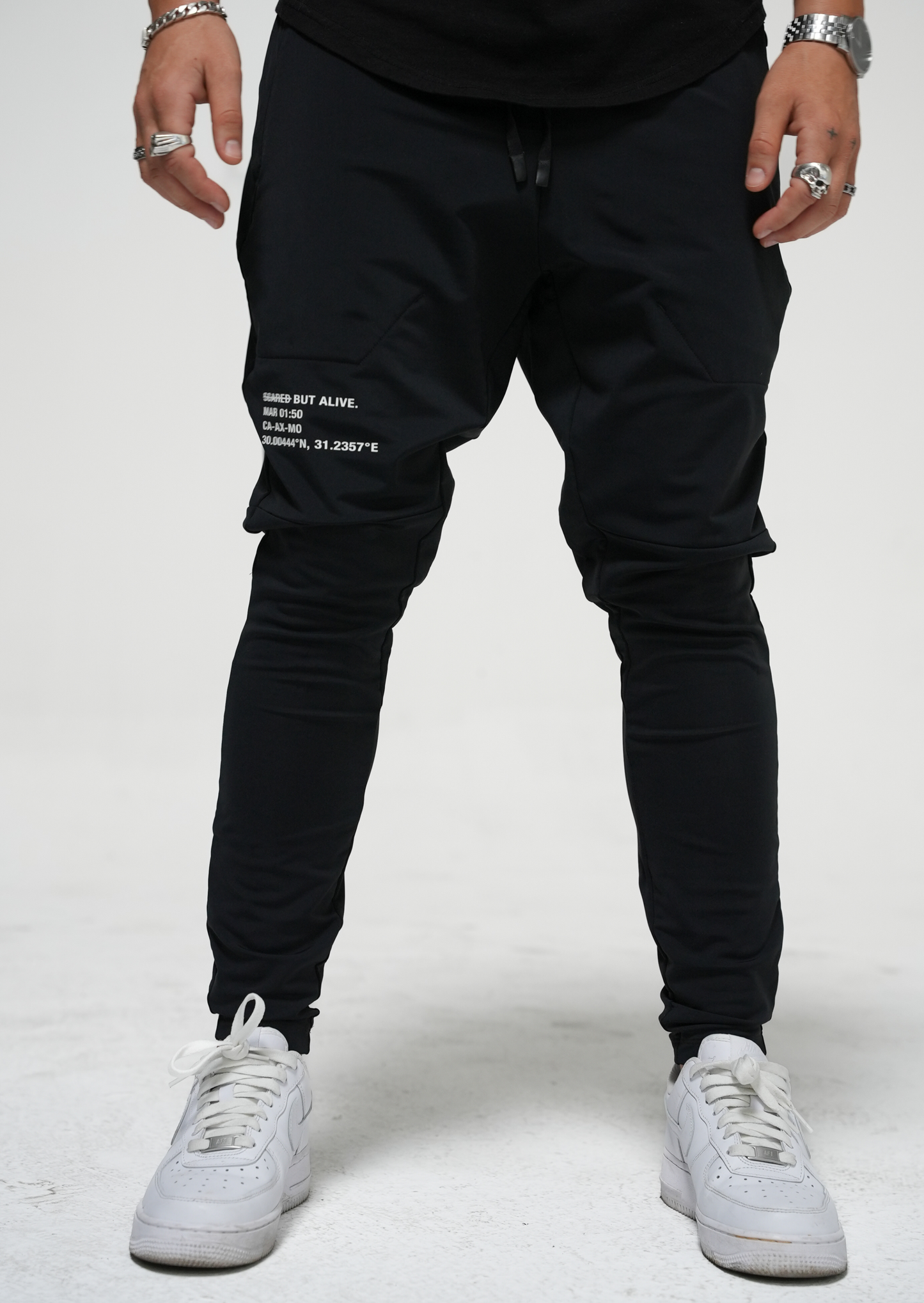 Tokyo Joggers -front view worn by model with white sneaker