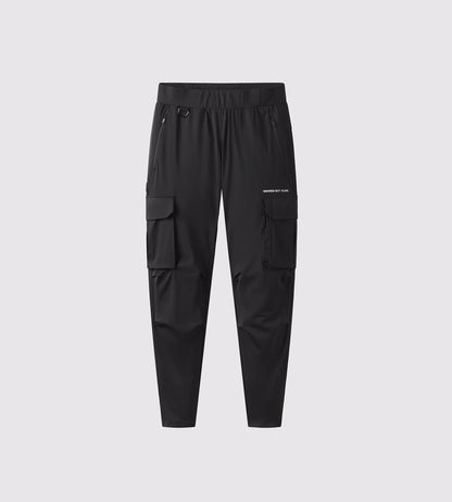 [Color: Black Out] Flatlay image of the black Dubai cargo joggers