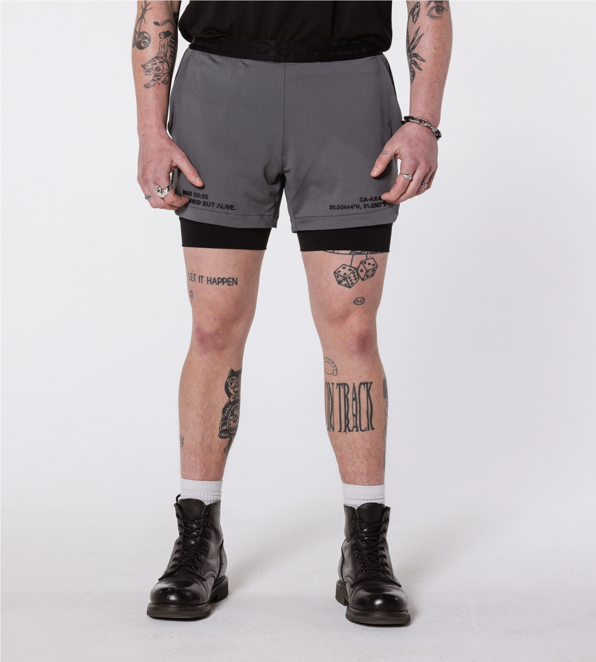 [Color: Carbon Gray] model wearing the Hawaii Shorts