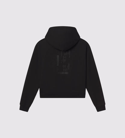 [Color: Black Out] Back flatlay of the black Los Angeles hoodie showcasing the back detail.