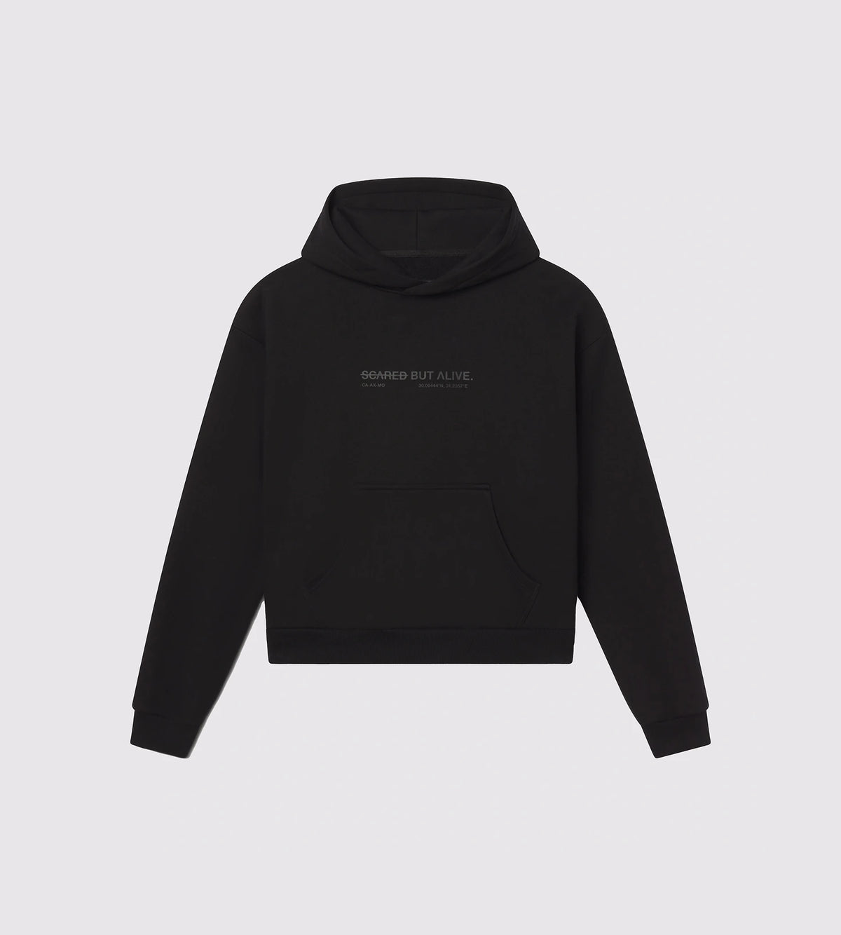 [Color: Black Out] Flatlay of the black Los Angeles hoodie