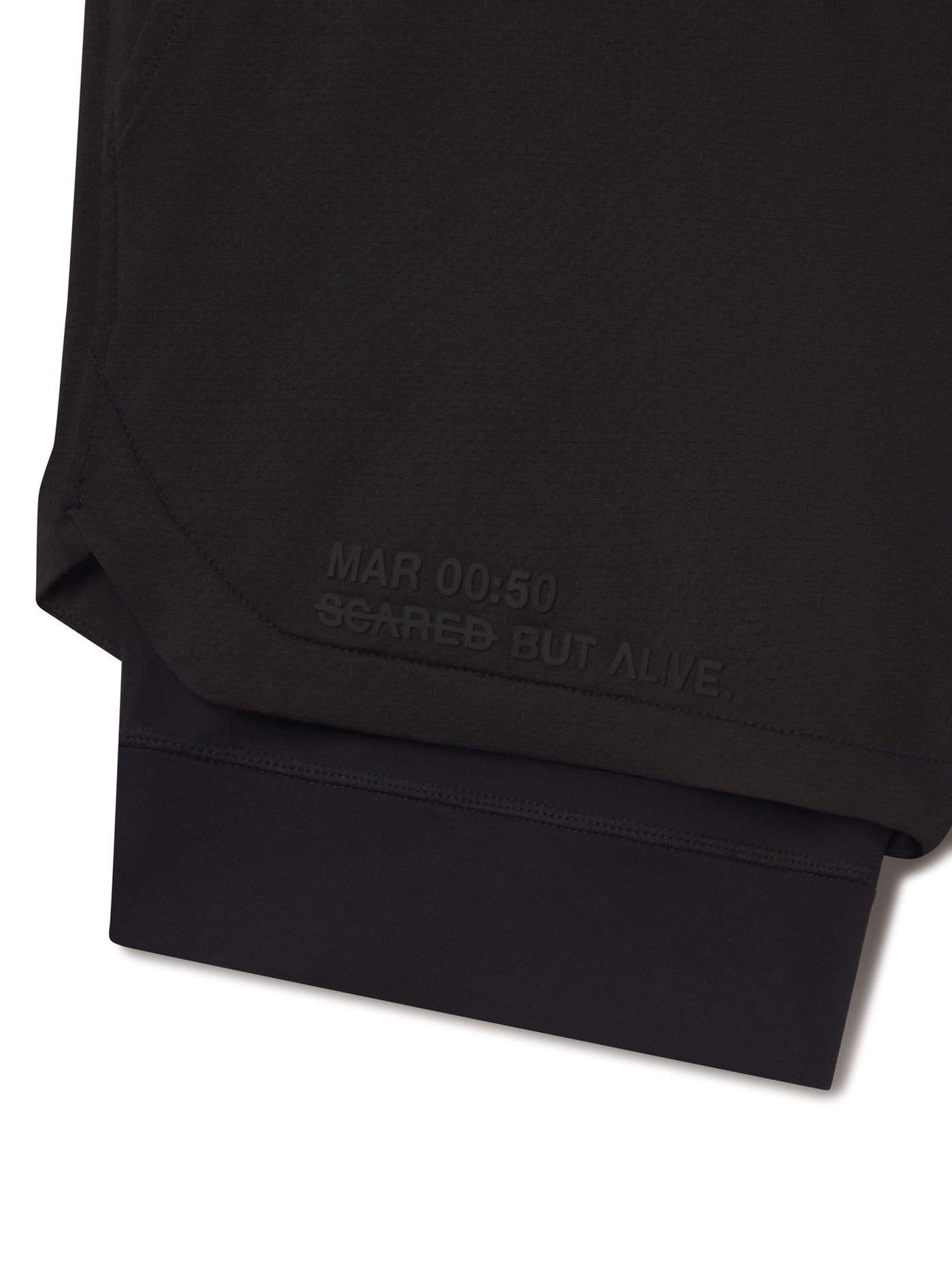 Hawaii 5 inch Short Black Out shell, hem, and raised logo detail