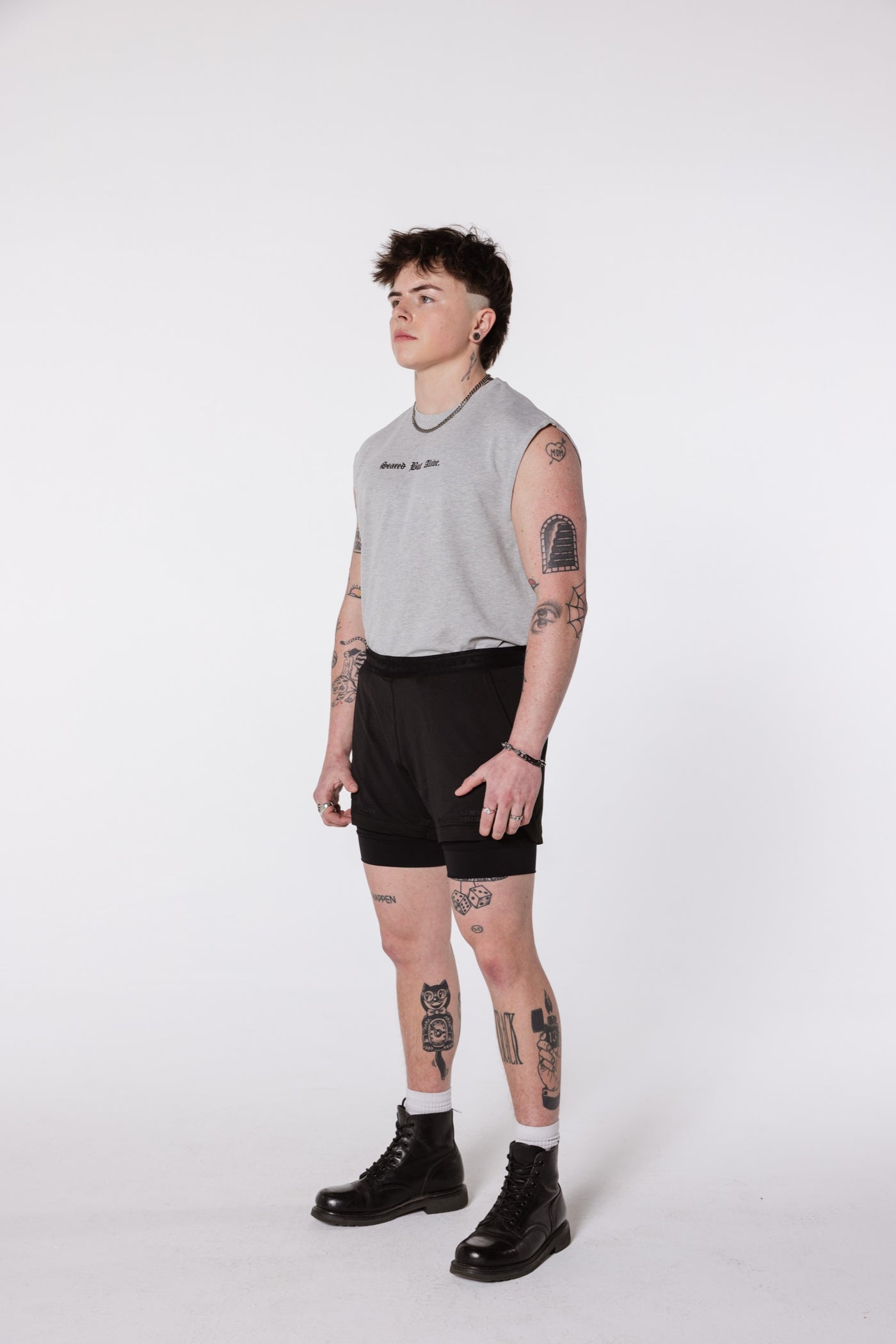 London Tank Shadow Heather full body studio fit