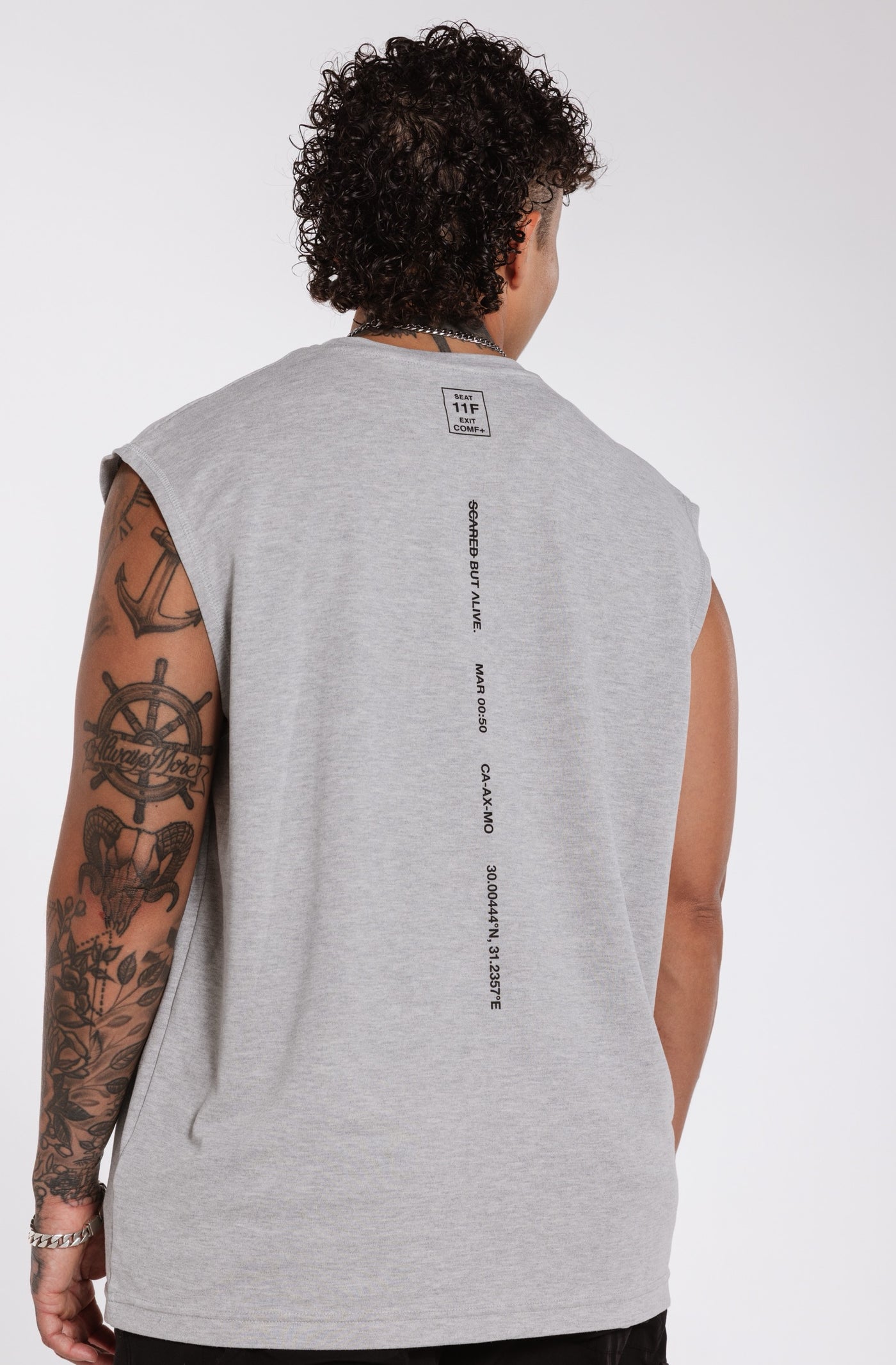 London Tank Shadow Heather back print on second model