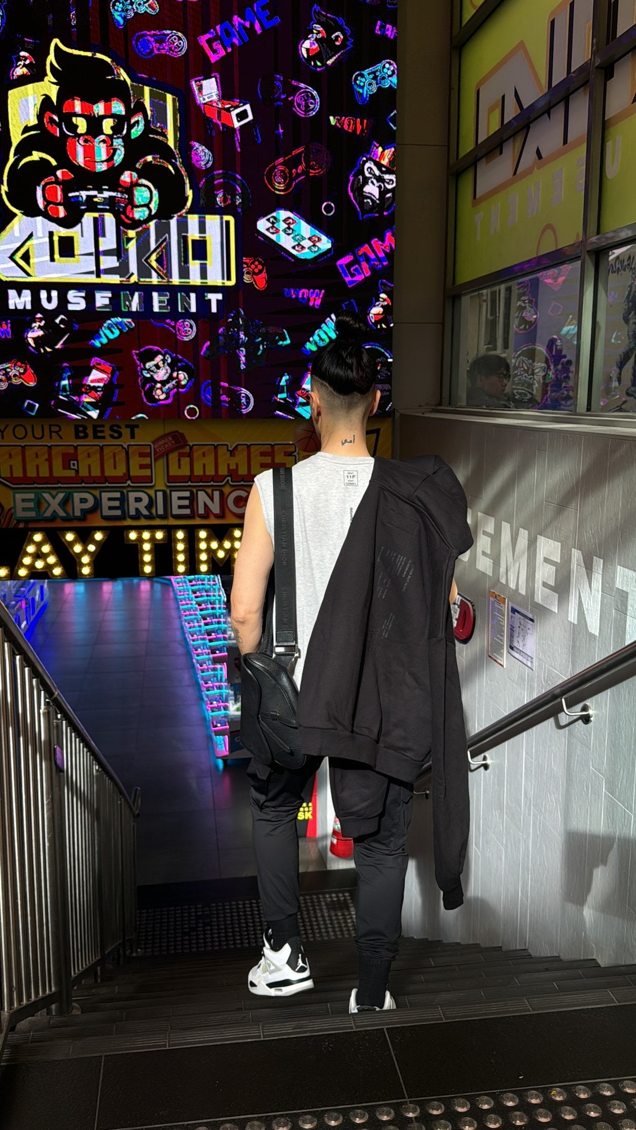 Tokyo Jogger Black Out worn in arcade full body styling