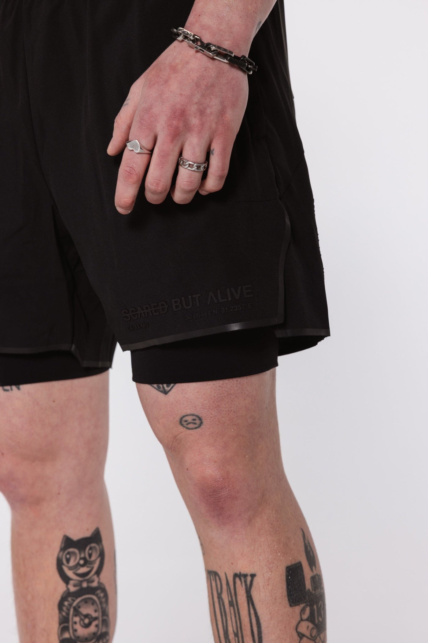 Berlin 7 inch Short Black Out pocket and raised print detail