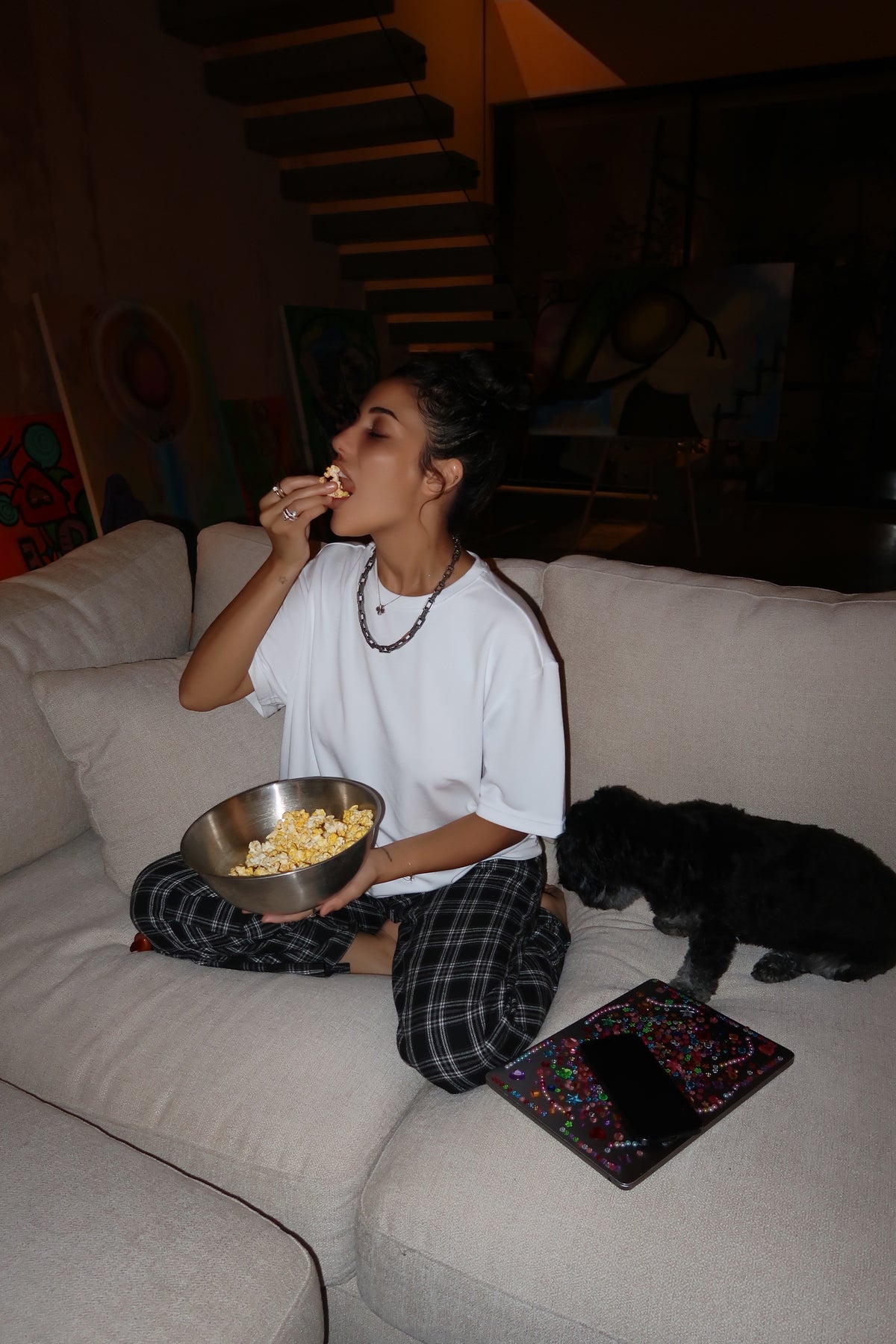 Bristol Tee White Space couch lifestyle photo