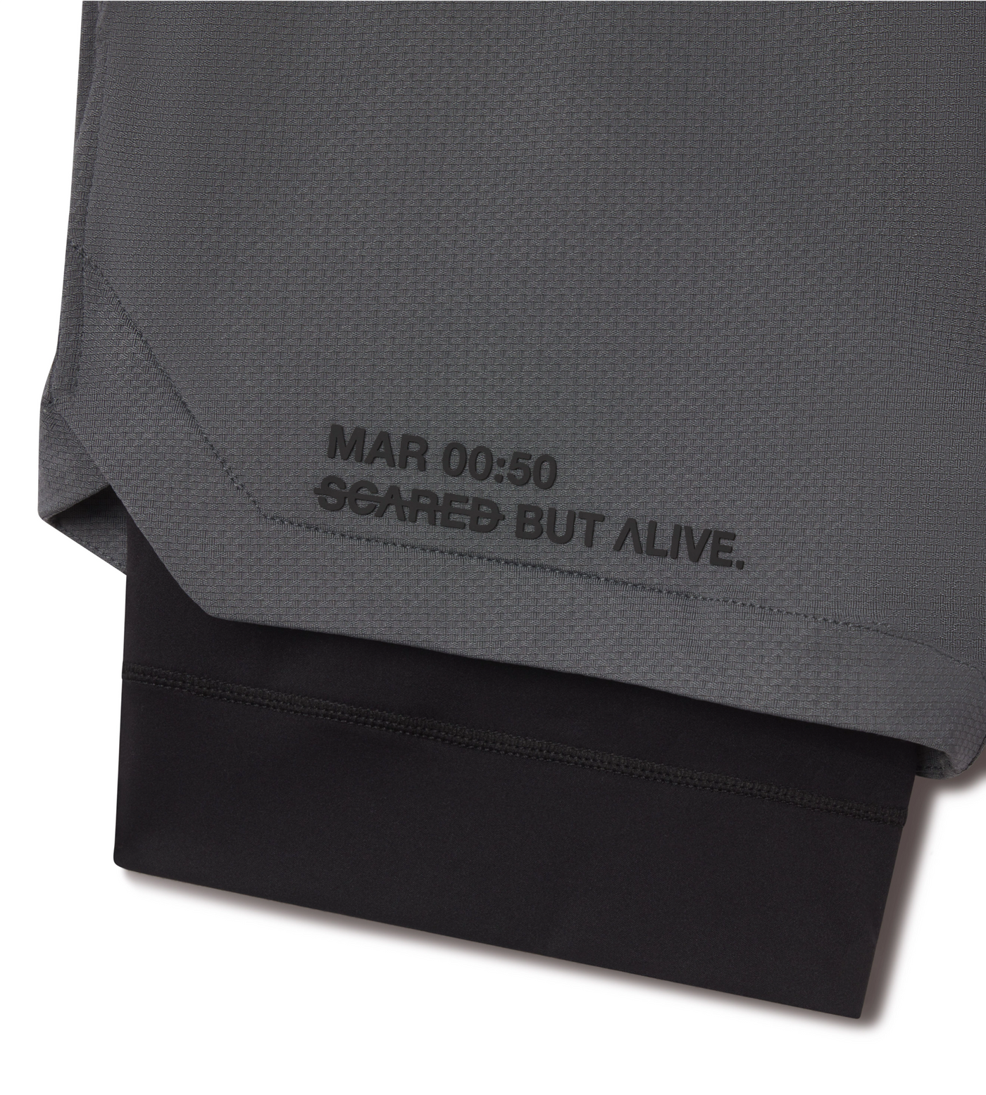 Hawaii 5 inch Short Carbon Gray tonal logo and hem detail