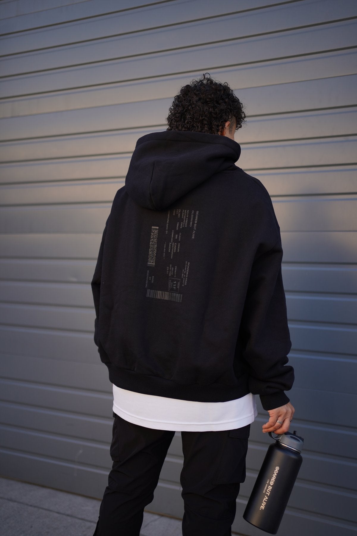 Los Angeles Hoodie Black Out back boarding pass print