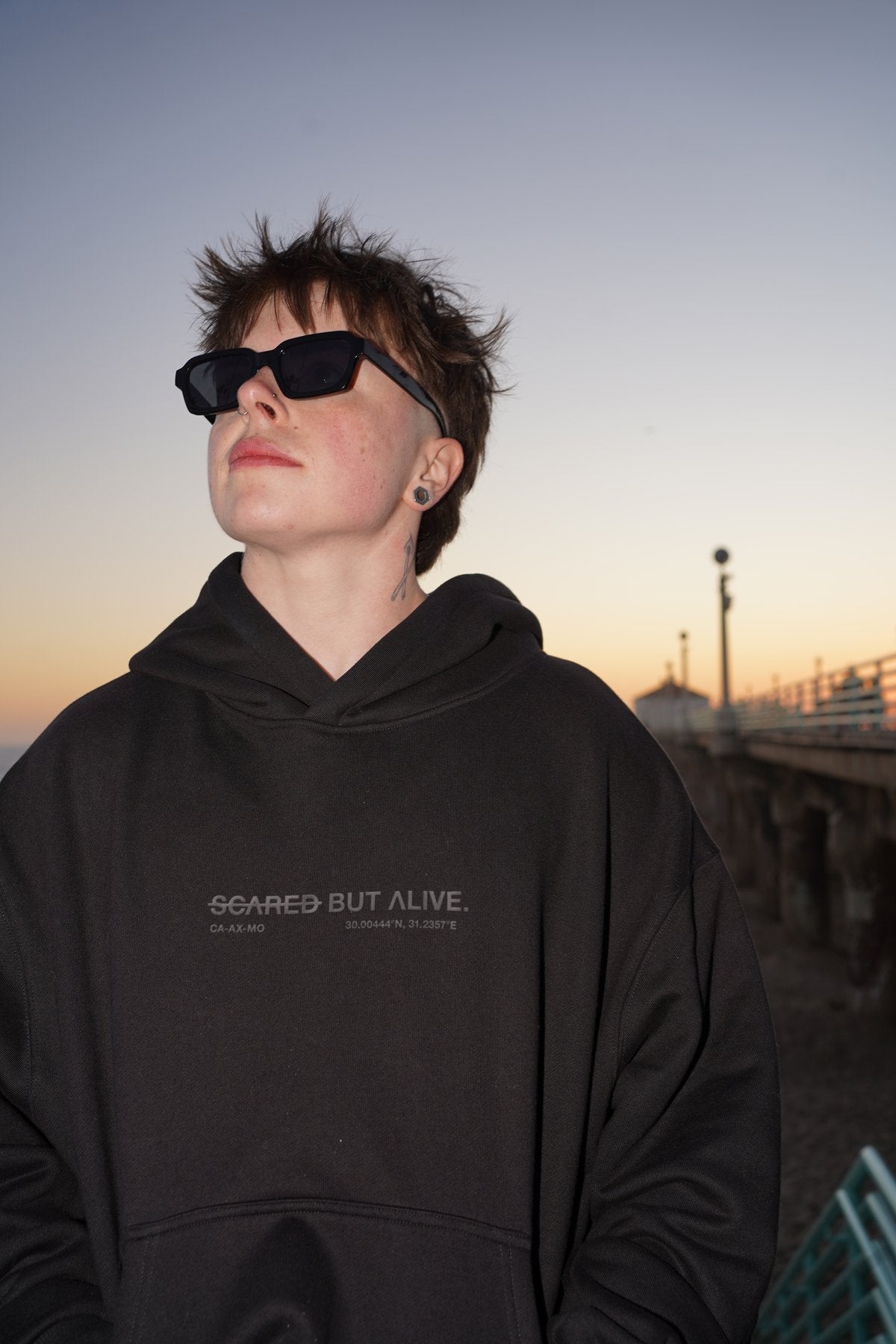 Los Angeles Hoodie Black Out sunset close-up